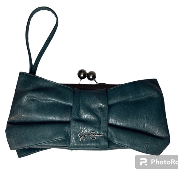 NWT Jessica Simpson Jenny Bow Style Jade  Clutch‎ Bag - Picture 1 of 5